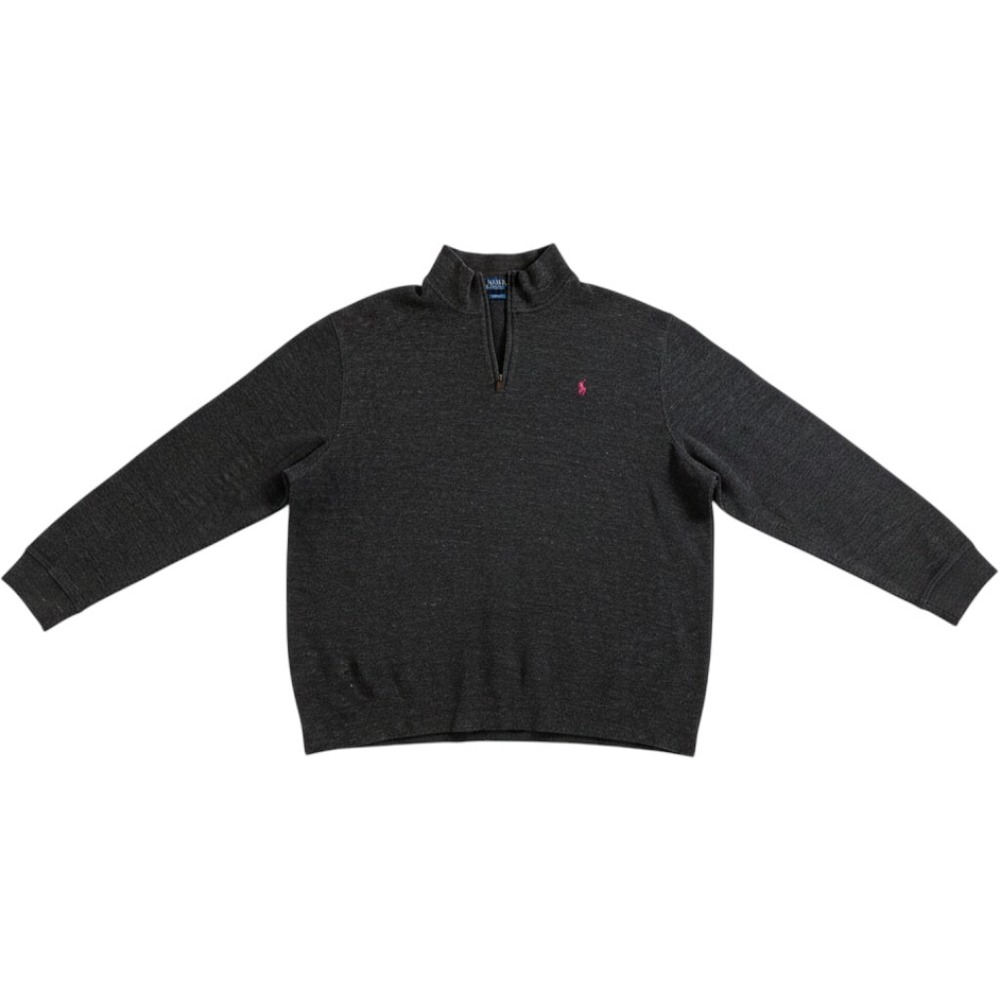 Polo Ralph Lauren Gray Mens Estate Rib Long Sleeve 1/4 Zip Pullover Size XXL